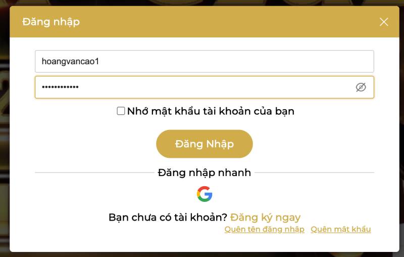 Bước 1: Đăng nhập vào tài khoản