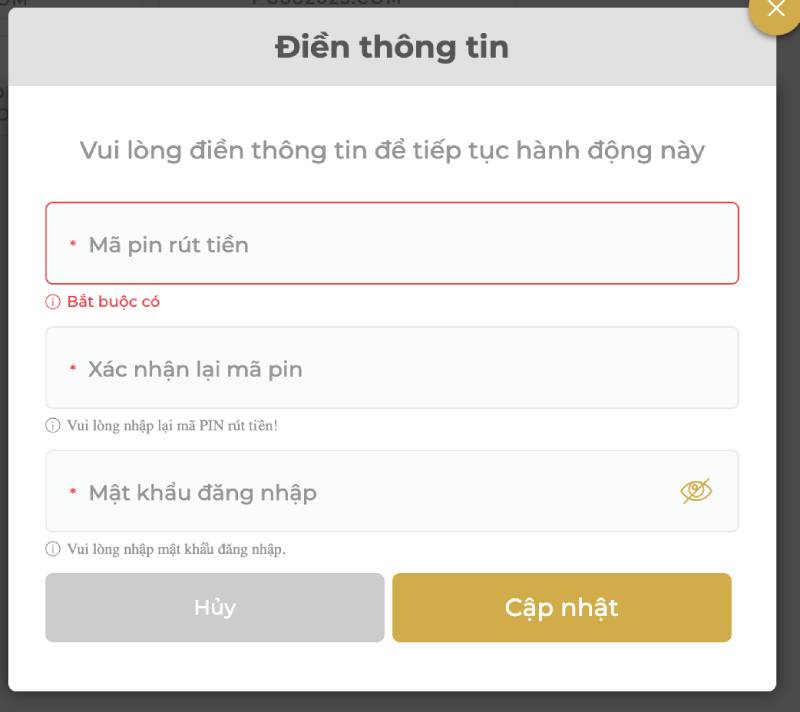 Bước 5: Nhập mã rút tiền